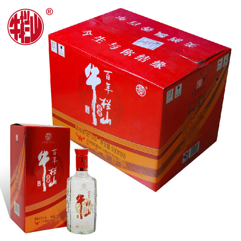 百年牛栏山老酒系列 浓香型 500ml 35度红盒龙牛 6瓶箱装