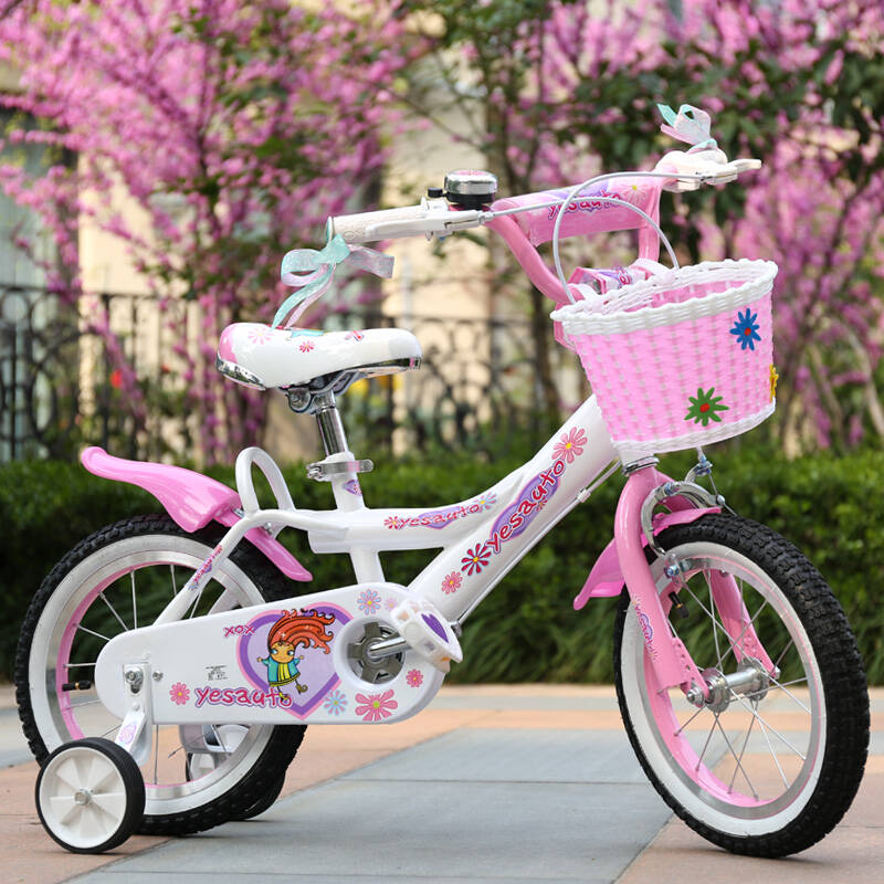 儿童自行车万轮公主女款12寸14寸16寸童车糖果色不锈钢运动款公主款