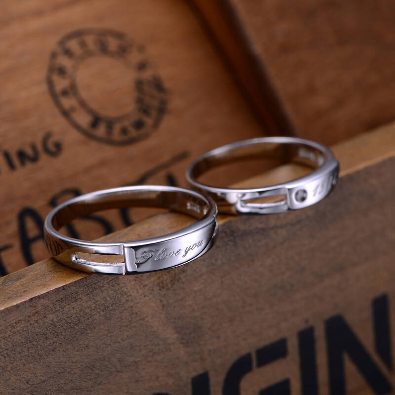 绚丽姿 925银戒指情侣对戒 真爱永恒男女款 情人节礼物 女戒14号