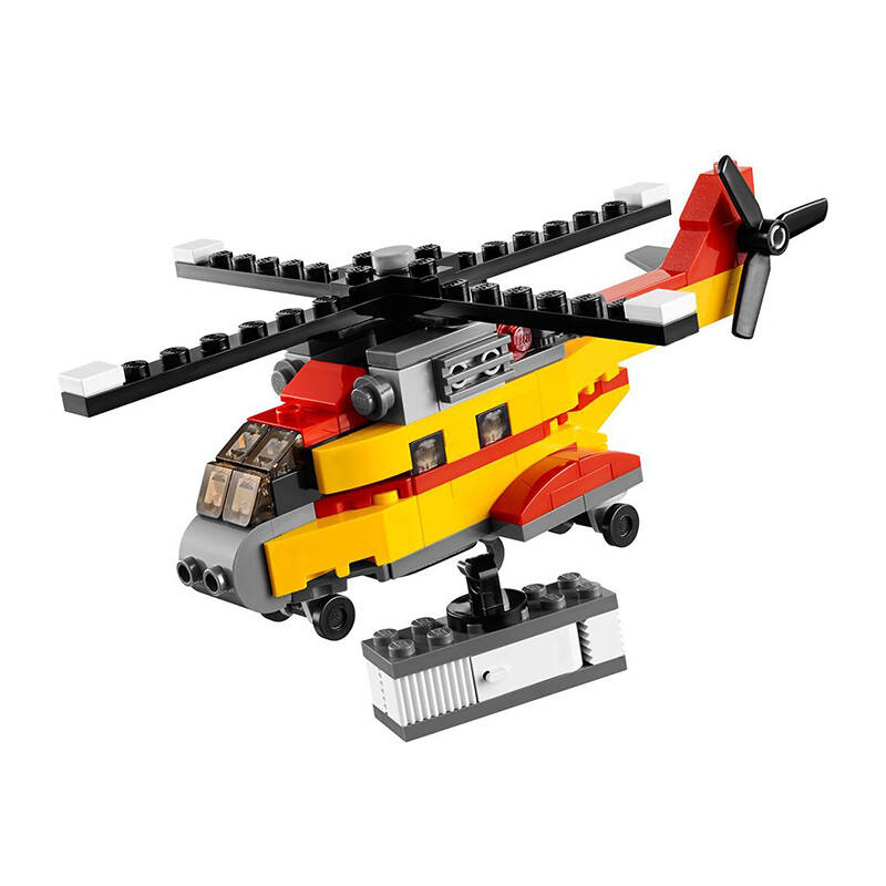 益智立体拼插积木玩具 小颗粒创意百变三合一系列 31029 货物直升机