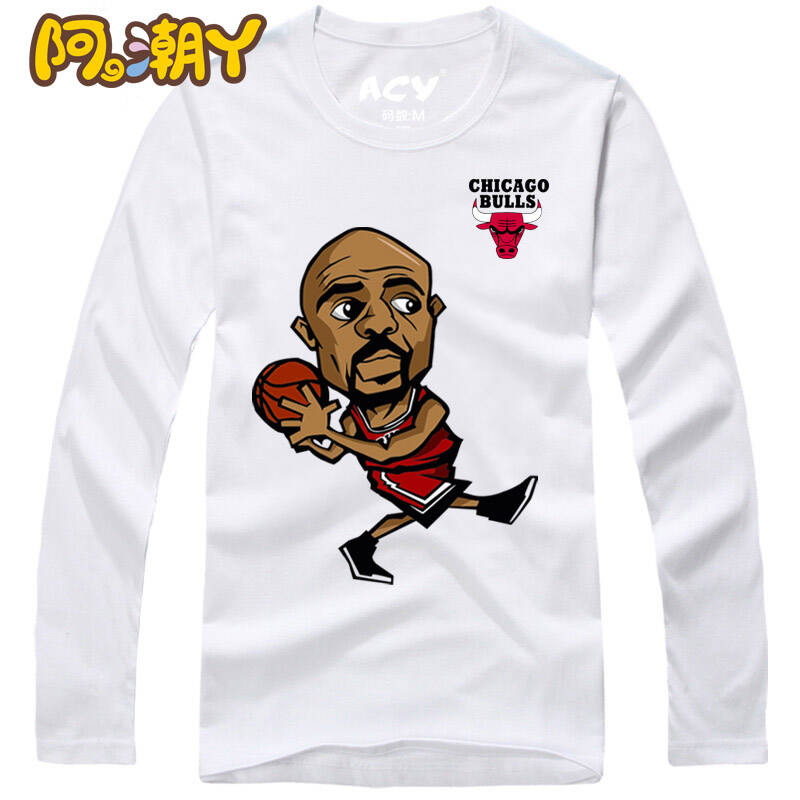 acy-纯棉男士潮秋冬款长袖t恤卡通q版t恤篮球运动nba全码体恤衫