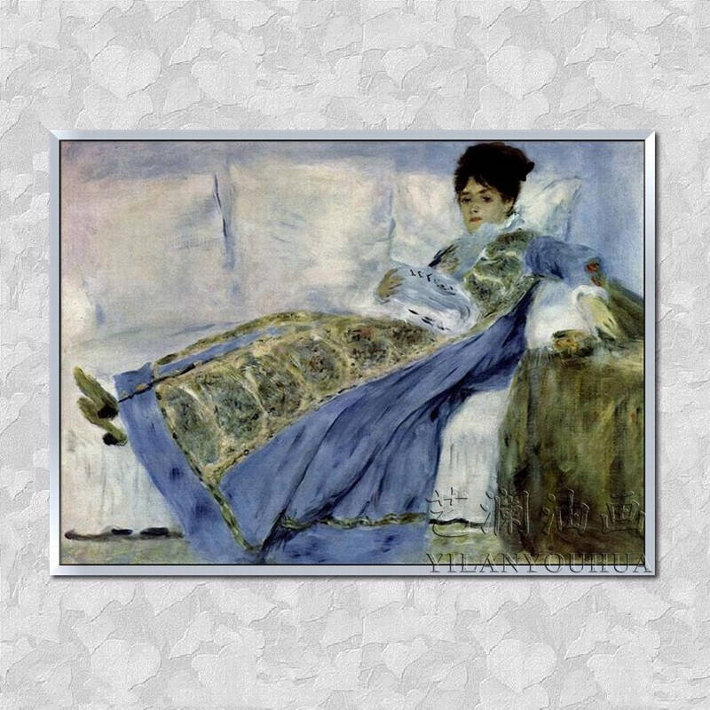 艺澜世界名画《沙发上的莫奈夫人》印象人物成品有框卧室壁挂画mn120