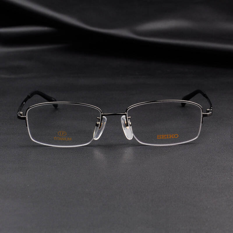 精工(seiko)半框眼镜架男近视镜纯钛眼镜框hp1058 枪色  1.