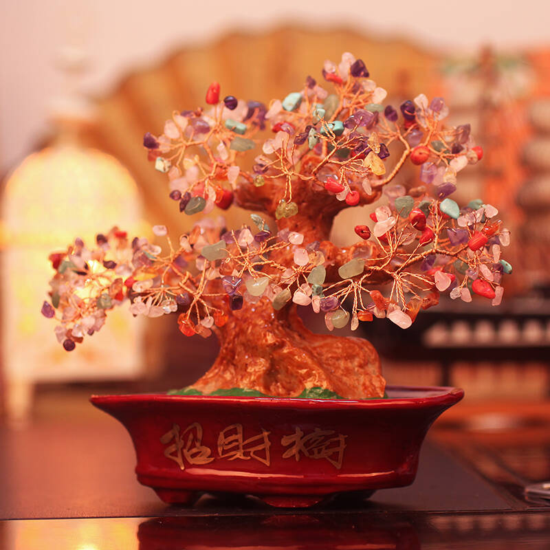嘉厚采 七宝树 水晶树摆件 家居风水摆件寓意:招财树