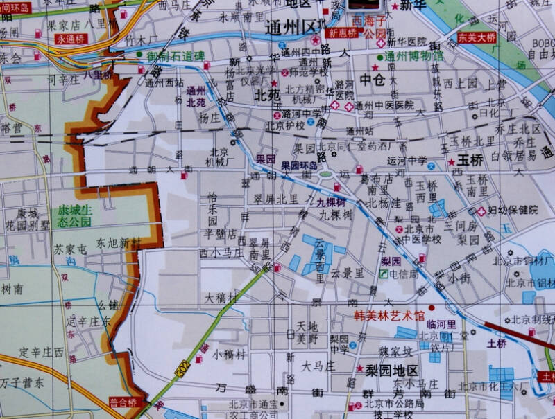 【官方正品】通州区交通旅游图 北京通县地图大比例通州全境 居民点