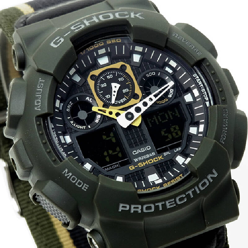 卡西欧(casio)手表 g-shock系列ga-100大表盘双显运动