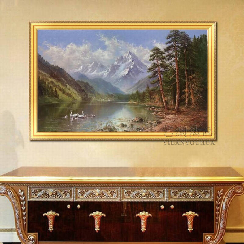 艺澜新品山水画纯手绘油画 欧式古典山水风景客厅沙发