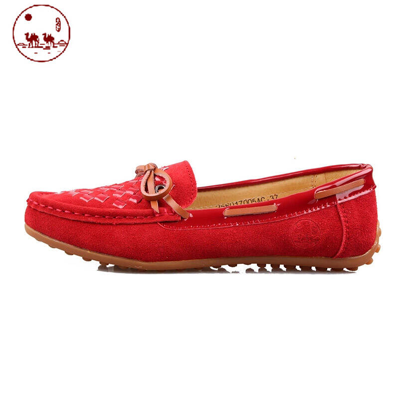 骆驼队长女鞋春季新款女式鞋子女单鞋磨砂牛皮休闲鞋牛筋底皮鞋女