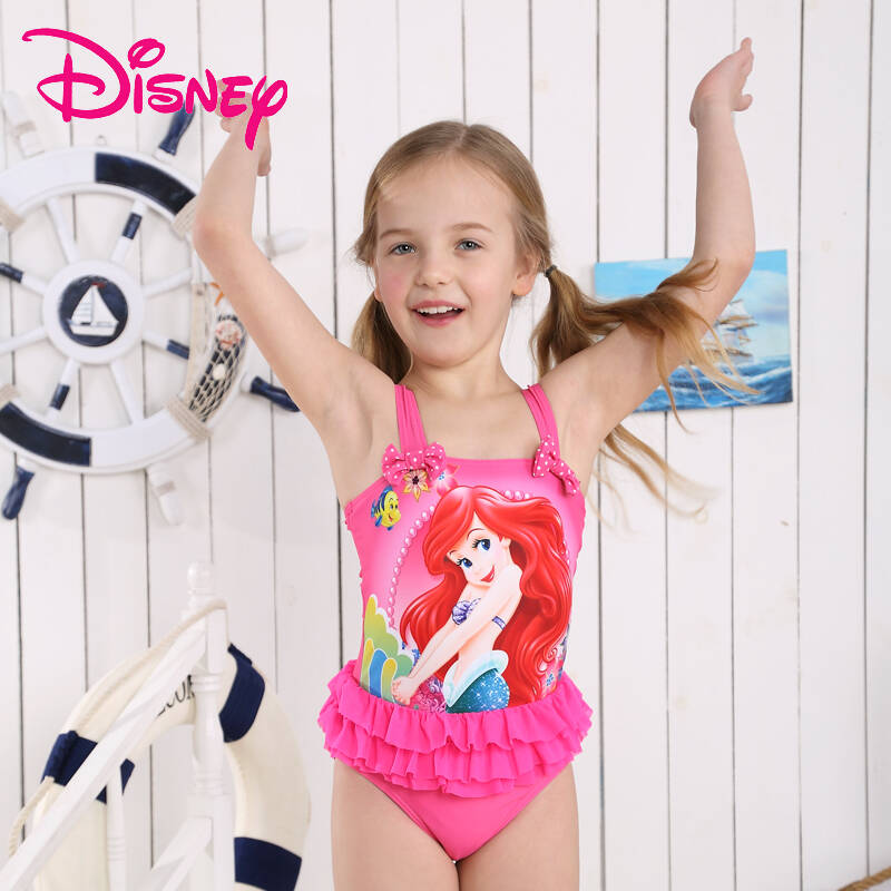 迪士尼(disney)正品儿童泳衣2015女童裙式连体泳装小中大童温泉泳衣