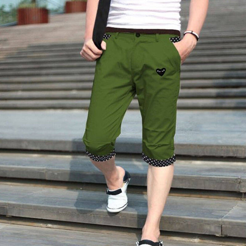 男潮七分休闲裤男裤 军绿色 l