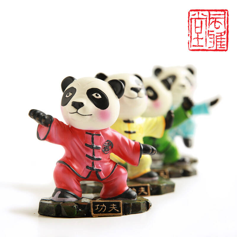 风雅堂 太极功夫熊猫工艺品摆件中国风传统礼品国宝四川成都纪念品送