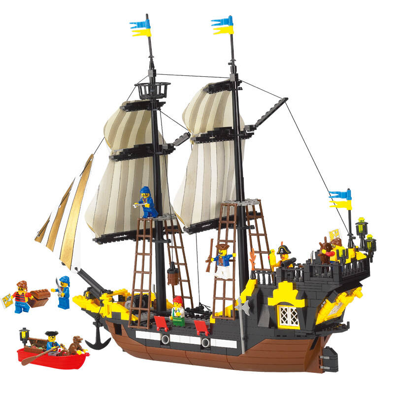 启蒙 儿童益智积木玩具 海盗船系列模型塑料拼装拼插男孩玩具 冒险号