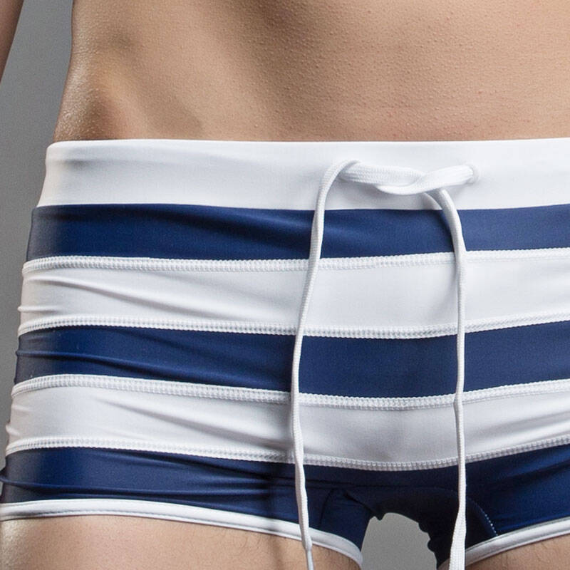 superbody海军条纹风格男士游泳裤沙滩裤速干面料个性