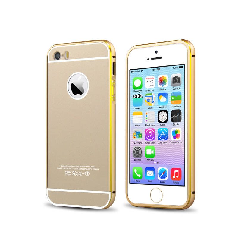 尚劢 金属边框钢化玻璃手机保护套壳后盖抽拉式 适用iphone5/5s 土豪