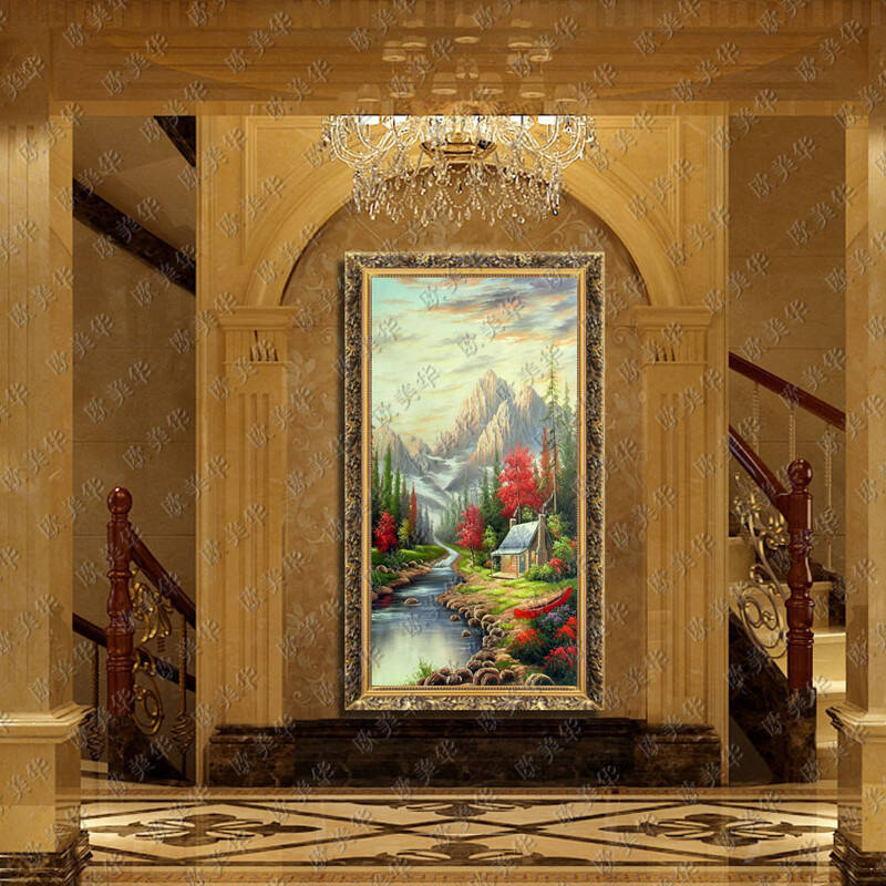 欧美华手绘托马斯花园景有框油画 现代欧式壁画 客厅