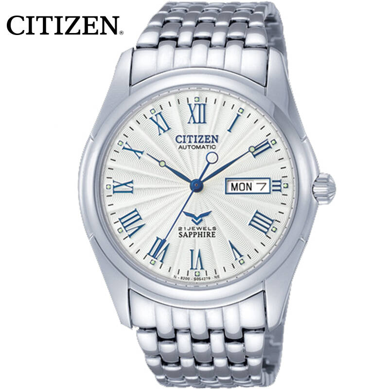 西铁城(citizen)男表 不锈钢表带机械手表 nh8240-57ab白色
