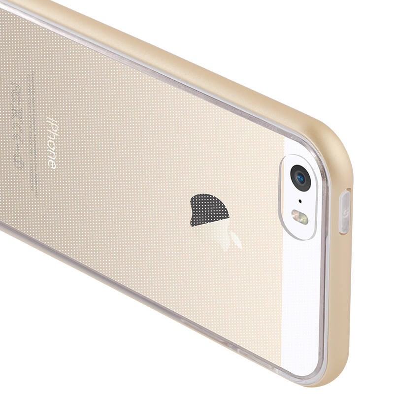 透明硅胶金属边框手机壳保护套 适用于苹果5/iphone5/5s 土豪金