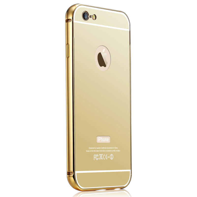 金属边框5s手机套外壳 适用于苹果5/5s 5/5s尊贵版 镜面后盖-24k金色图片