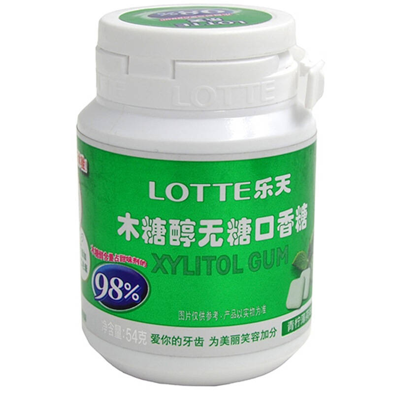 乐天(lotte)木糖醇无糖口香糖(青柠薄荷味)54g
