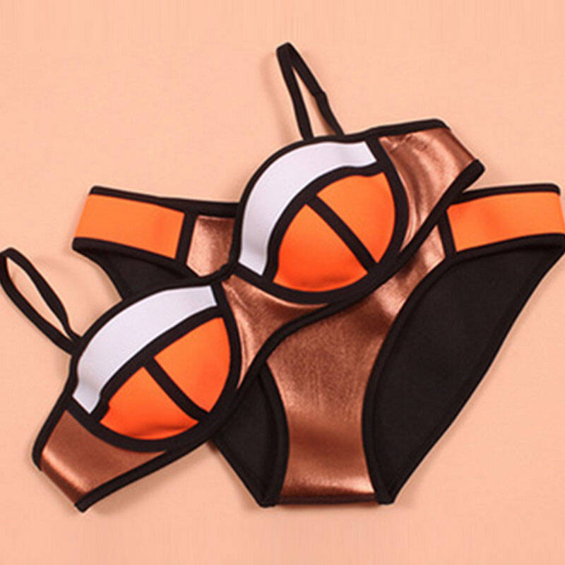 女士泳衣小胸加厚超聚拢显胸比基尼大胸带钢托带胸垫泳衣泳装yyk001ya