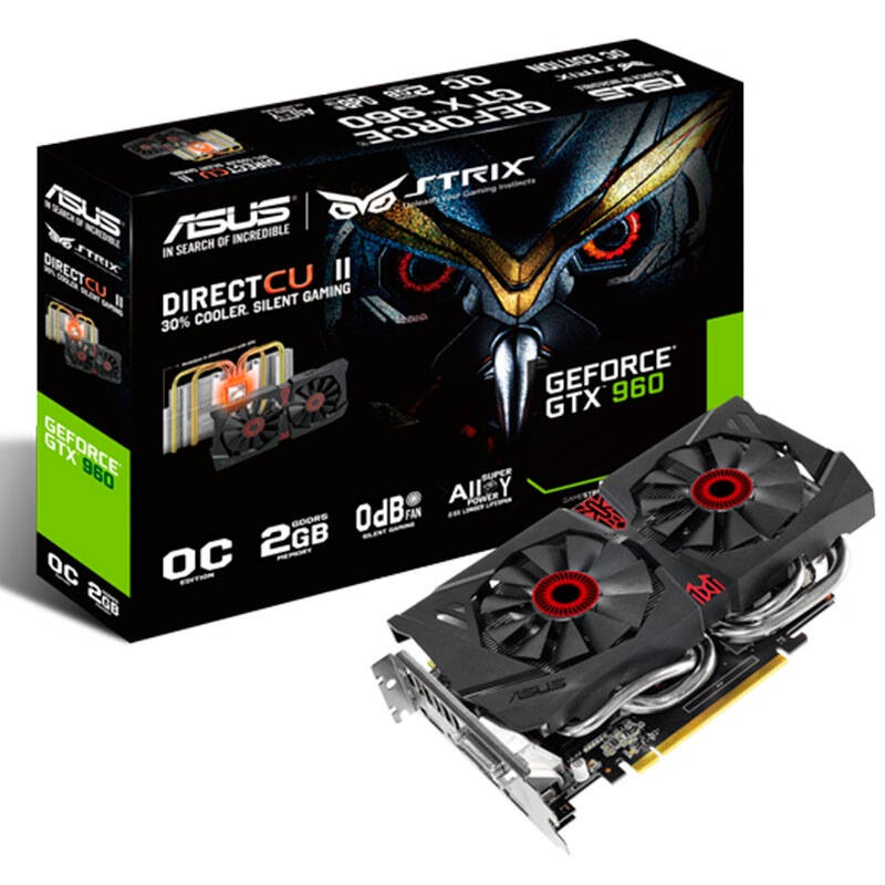 华硕asus猛禽strixgtx960dc2oc4gd51317mhz7010mhz4gb128bitddr5pcie