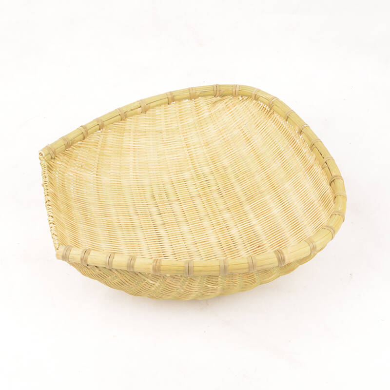 邑彩居 手工编织全竹簸箕 竹编水果篮 淘米箩 竹筛 竹篮bj01竹篓