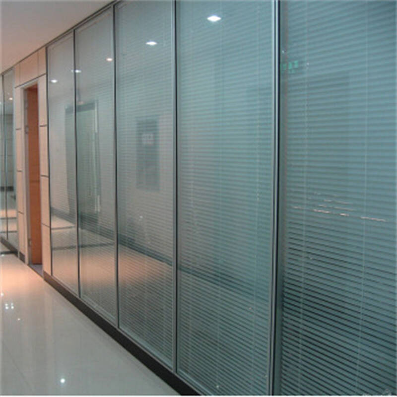 上海办公家具办公室装修玻璃高隔断 隔墙 高隔间 80款双面玻璃带百叶图片