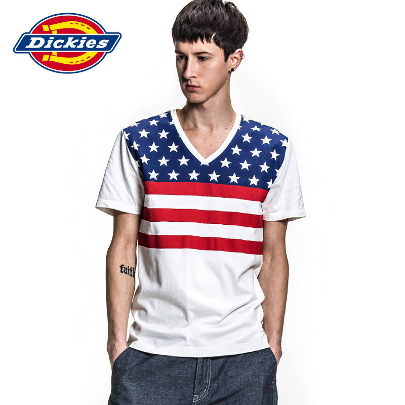 dickies 男士全棉星条旗国旗印花短袖t恤 142m30wd20