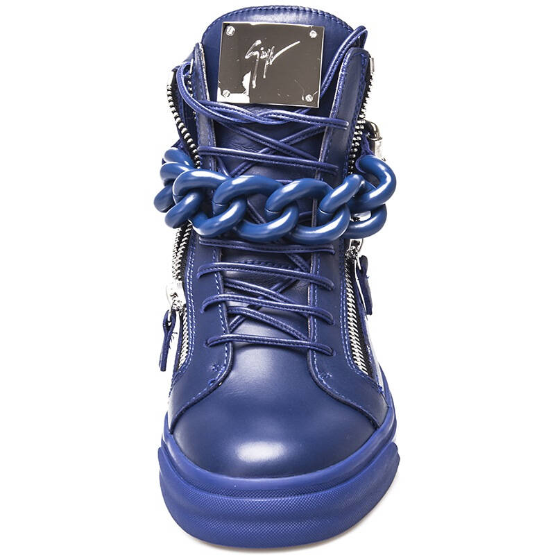 giuseppe zanotti 朱塞佩·萨诺第 男士蓝色牛皮拉链高帮休闲鞋 rm