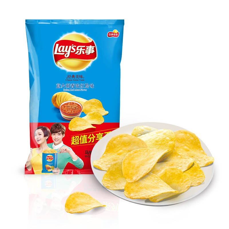 乐事(lay"s) 薯片意大利香浓红烩味 225g 京东自营