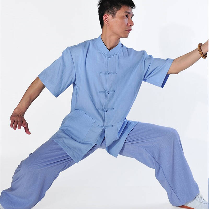 柏龄 男士修身款太极服套装 练功服 太极拳服装 晨练 武术服 夏季短袖