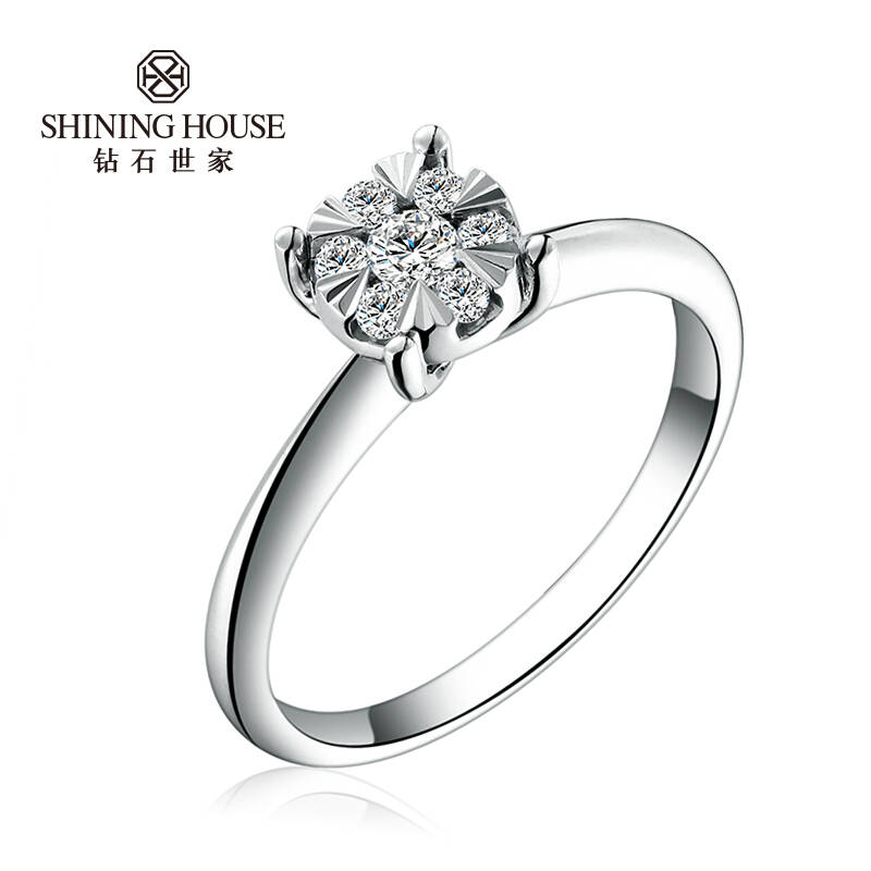 钻石世家shininghouse 18k金钻石女戒 专柜款爱慕一生