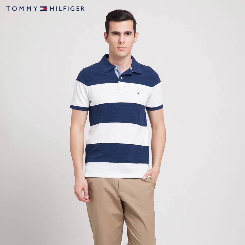 tommy hilfiger 横纹品牌logo短袖polo衫 | 0887873136ls 289蓝白条纹