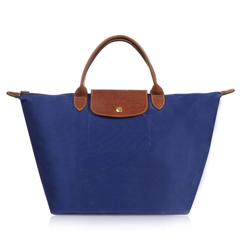 longchamp 珑骧 女款靛蓝色尼龙短柄中号手提包 1623