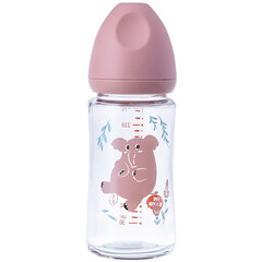日康(rikang)奶瓶 玻璃奶瓶新生儿婴儿奶瓶 宝宝奶瓶宽口径240ml (粉)RK-3052