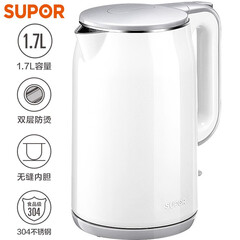 苏泊尔(SUPOR)电水壶 双层防烫烧水壶热水壶 一体无缝内胆电热水壶 SW-17D818 1.7L大容量