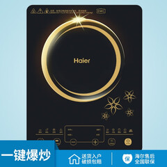 海尔(Haier)电磁炉家用大功率 一键爆炒 定时预约 8档火力 触摸感应 多功能家用火锅电磁炉 C21-B2215 黑色