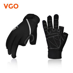 Vgo 户外帆船手套 耐磨防滑速干 航海 帆板帆船 水上运动 钓鱼专用手套 SL6079 黑色 L(掌围22.8-23.5 中指8.2-8.4)