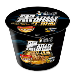 康师傅 方便面(KSF) 熬制高汤 黑胡椒牛排面 桶装泡面