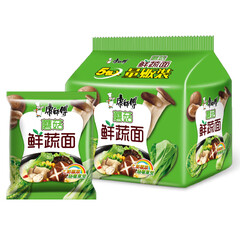 康师傅 方便面(KSF)熬制高汤 蘑菇鲜蔬面袋面 泡面五连包