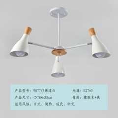 斜口灯罩铁艺吸顶灯 彩色灯具北欧客厅卧室灯 3头白色 不配灯泡
