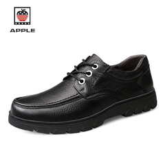 苹果APPLE商务休闲鞋男2020新款皮鞋头层牛皮真皮工作增高正装皮鞋婚鞋 黑色 40