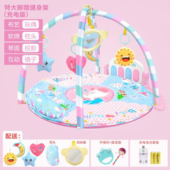 婴儿健身架器婴儿玩具0-1岁儿童健身架0-6个月摇铃宝宝益智玩具新生儿脚踏钢琴男女孩礼物床铃儿童 圆形-特大号粉色-豪华版