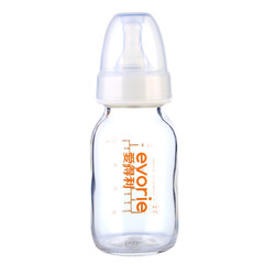 爱得利(IVORY) 奶瓶 新生儿奶瓶 标准口径玻璃奶瓶120ml 图案随机发货 (自带0-3个月S码圆孔奶嘴)
