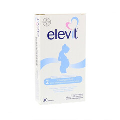 Elevit爱乐维孕妇产妇哺乳期DHA复合维生素叶酸孕前中后营养片含叶酸 德国版拜耳 2段 30粒 孕期13周-哺乳期 Omega3 德国直邮原装进口