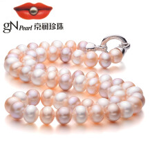 京润珍珠 彩虹 淡水珍珠项链 正圆混彩色项链珍珠饰品¥1399.00