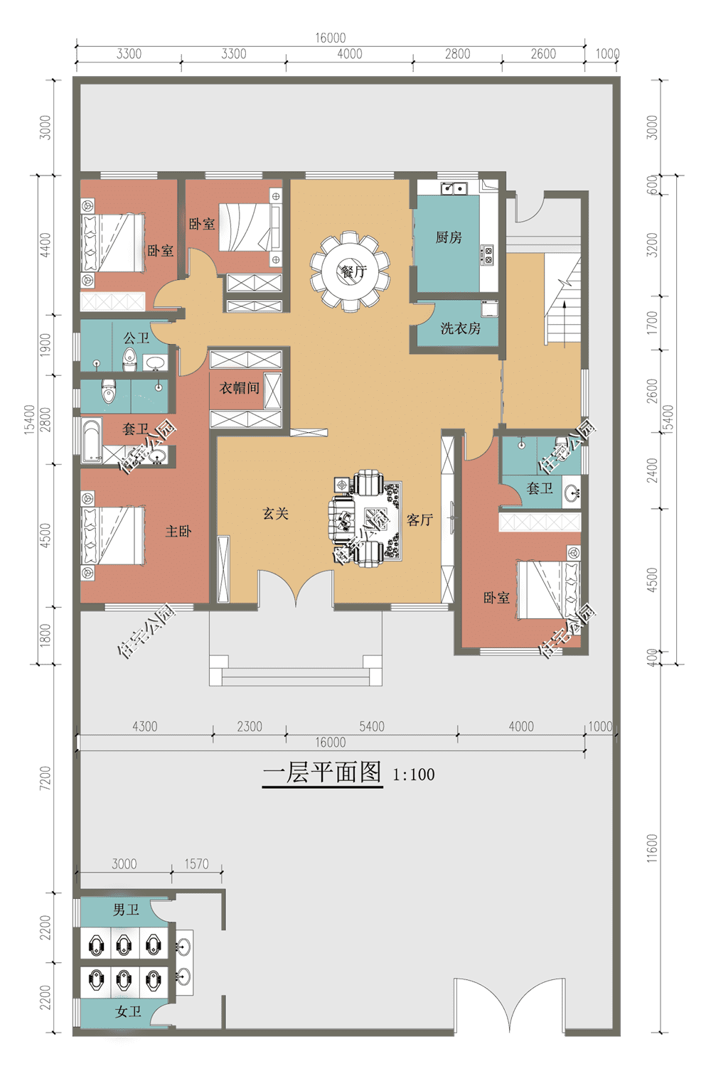 二層三百平米四衛六臥風水平面圖風水二室一廳二衛合適嗎