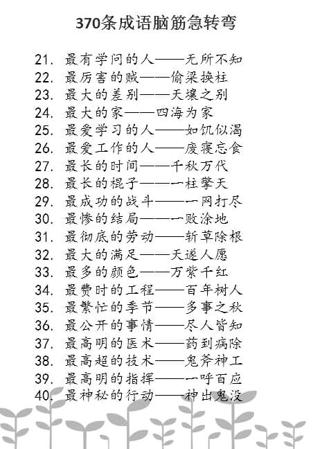 「转载」成语脑筋急转弯300+