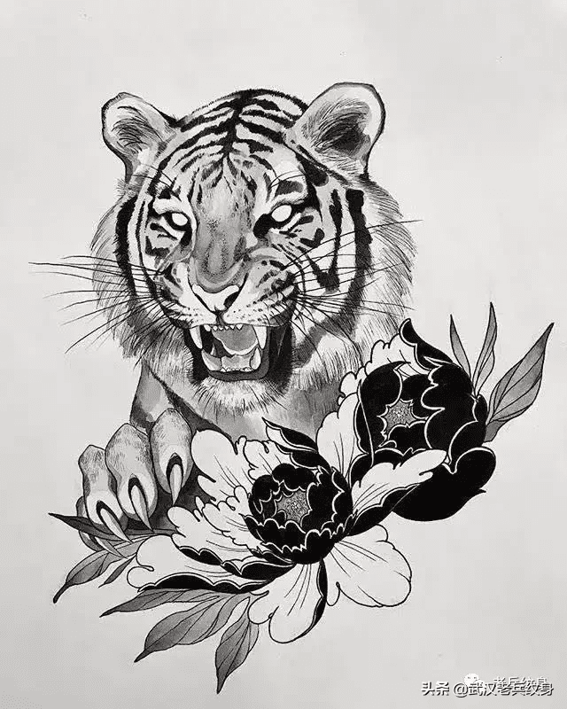 中国风水墨纹身图案泼墨纹身