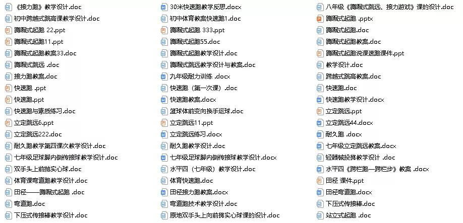 今日新增加57个体育教案ppt课件